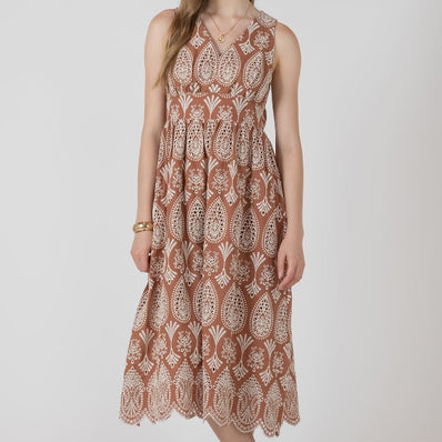 Wren Eyelet V-Neck Dress