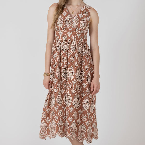 Wren Eyelet V-Neck Dress