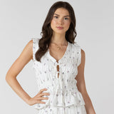 Dainty Rose Tie Front Top