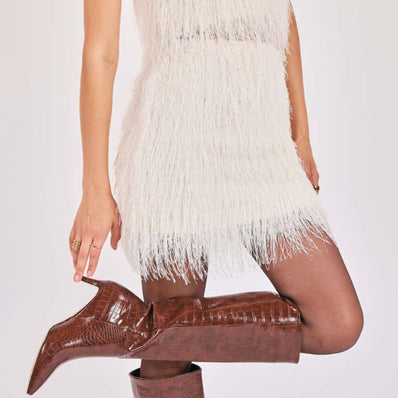 Angel Wings Fringe Mini Skirt