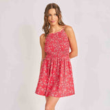 Firecracker Shirred Mini Dress