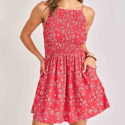Firecracker Shirred Mini Dress