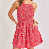 Firecracker Shirred Mini Dress