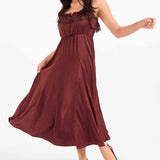 Ceremony Lace Trim Midi Dress