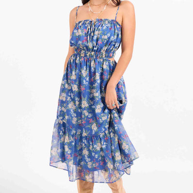Glow Path Shirred Midi Dress