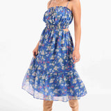 Glow Path Shirred Midi Dress