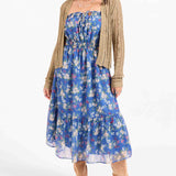 Glow Path Shirred Midi Dress