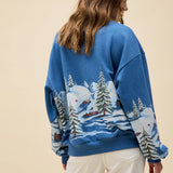 Alpine Ski Scene Oversized Crew