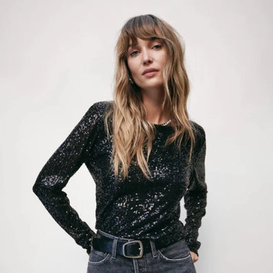 Aurora Sequin Cropped Long Sleeve