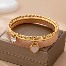 Gold & Acrylic Bangle Set