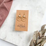 Leather Oval & Double Brass Circles Earrings