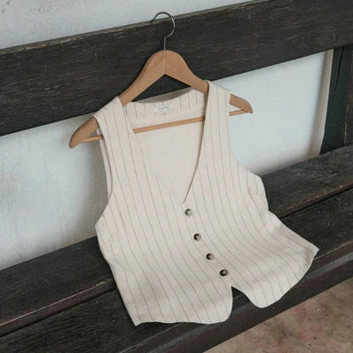 Belfort Pinstripe Linen Vest