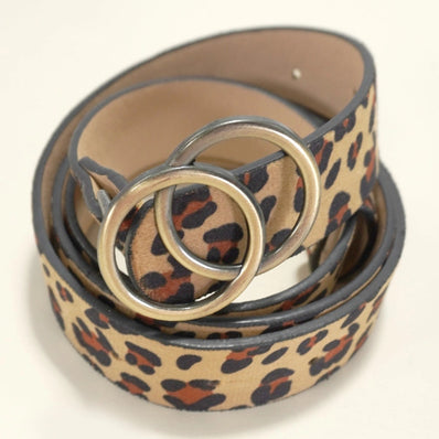 Double O Buckle Faux Leather Belt