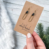 Leather & Brass Oval Accent Earrings