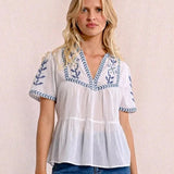 Blanca Embroidered Poplin Top