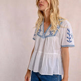 Blanca Embroidered Poplin Top