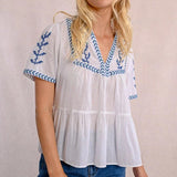 Blanca Embroidered Poplin Top