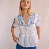 Blanca Embroidered Poplin Top