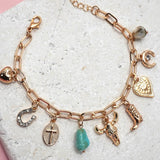 Western Boot Bullhead Charm Bracelet