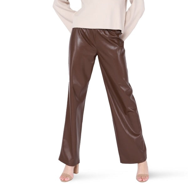 Boston Faux Leather Wide Leg Pants