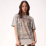 Whiskey Bourbon Distressed Relaxed Tee