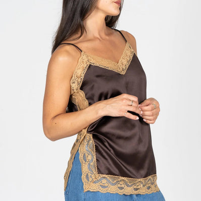 Satin Lace Trim Cami