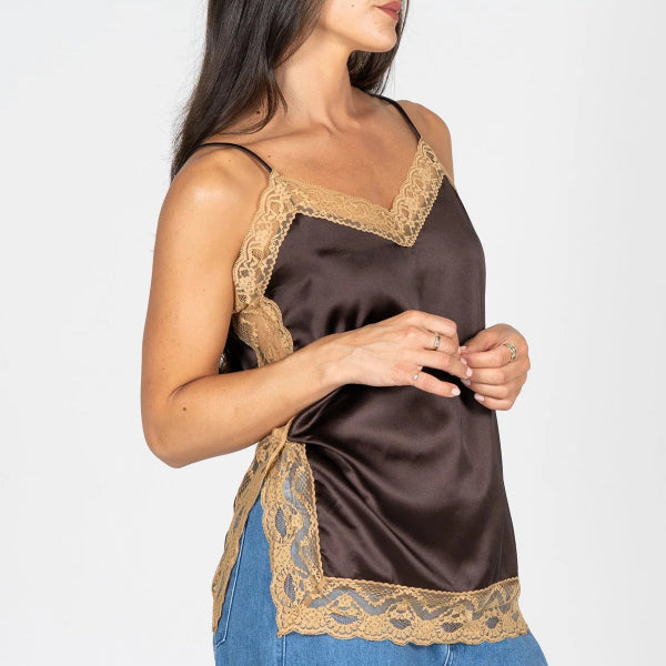 Satin Lace Trim Cami