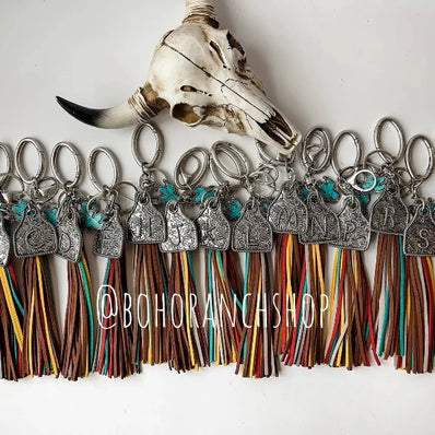 Western Initial Eartag Keychain
