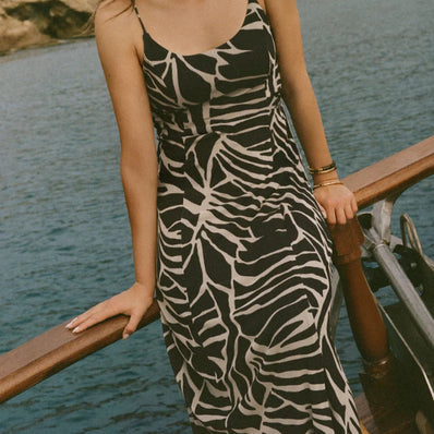 Charisma Tova Palm Mesh Maxi Dress