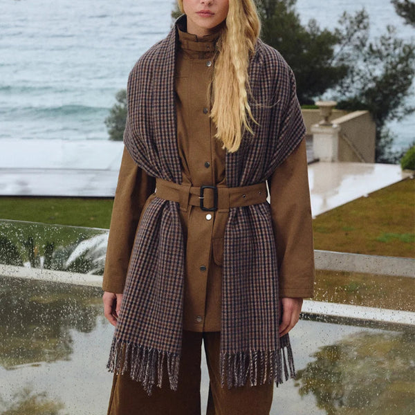 Check Fringe Scarf