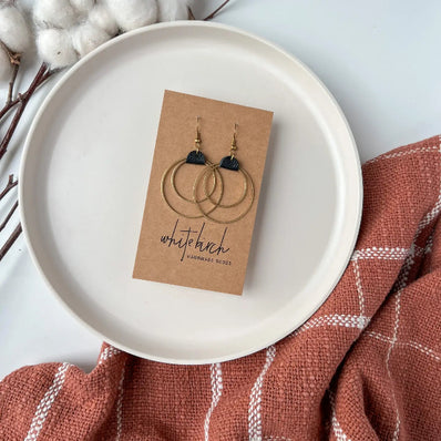 Leather & Brass Circles Earrings