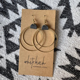 Leather & Brass Circles Earrings