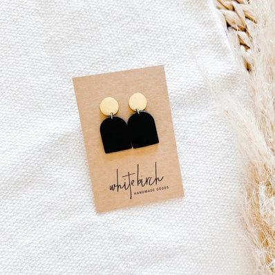 Leather & Brass Circle Post Earrings