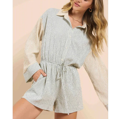 In The Clouds Striped Romper