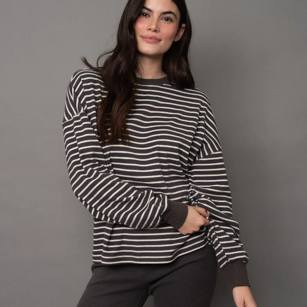 Colbert Striped Cozy Waffle Top
