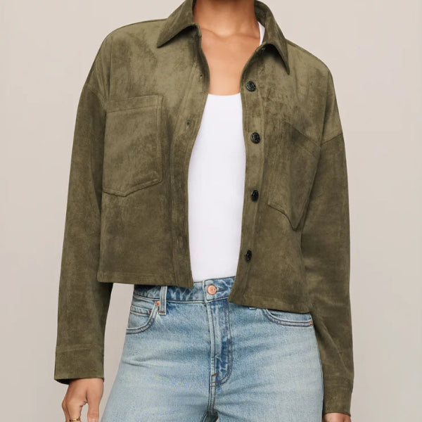 All Day Cropped Suede Faux Suede Jacket