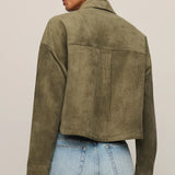 All Day Cropped Suede Faux Suede Jacket