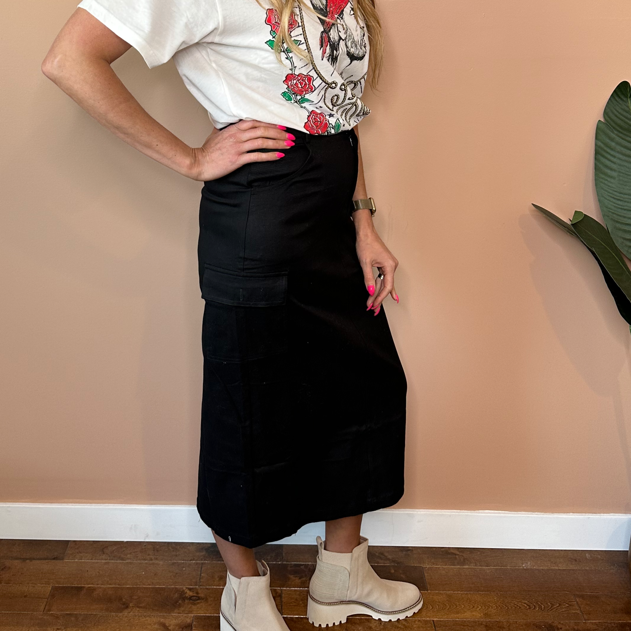 Cotton Twill Cargo Skirt