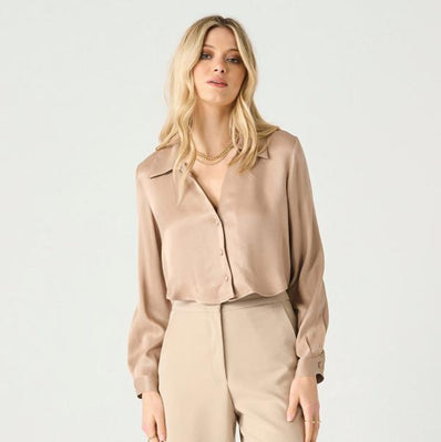 Darci Cropped Button Front Blouse