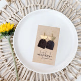 Leather & Brass Half Moon Arch Earrings