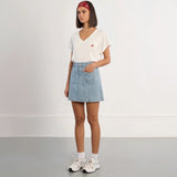Striped Denim Mini Skirt