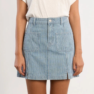 Striped Denim Mini Skirt