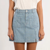 Striped Denim Mini Skirt