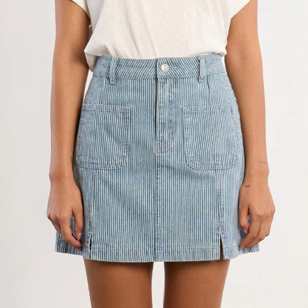 Striped Denim Mini Skirt