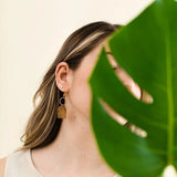 Leather w/ Brass Circle Earrings