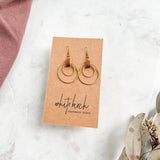 Leather Oval & Double Brass Circle Earrings