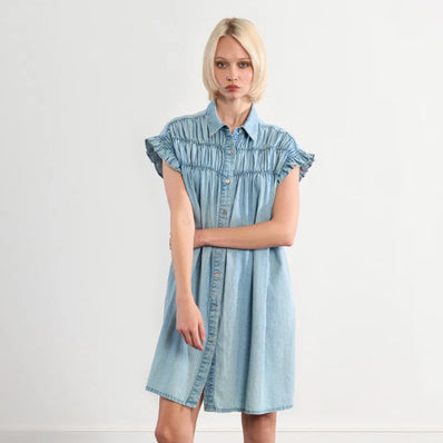 Effie Denim Smocked Dress