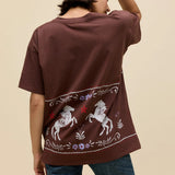 Floral Horse Pattern Merch Tee