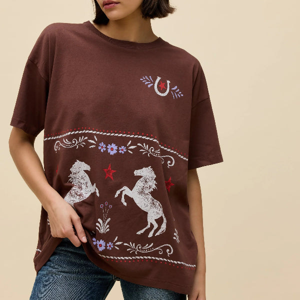 Floral Horse Pattern Merch Tee