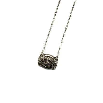 Western Belt Buckle Initial Necklace